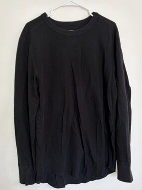 Men's  Buck Mason Black Long-Sleeve Thermal Crew Shirt